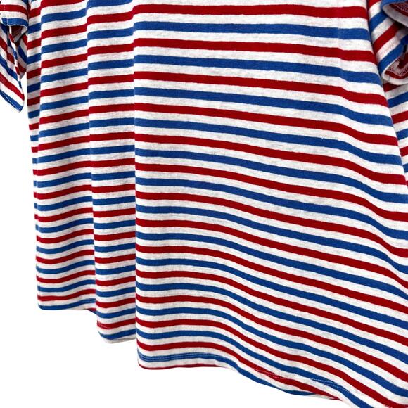 Talbots Sz XL LINEN BLEND Short Sleeve Red White Blue Blouse Shirt Top Patriotic - Picture 4 of 6